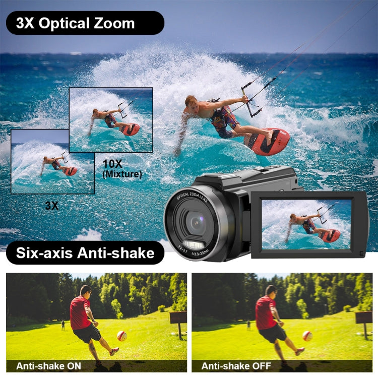 HDV265K 5K 30FPS 3,0 pollici HD digitale 3X zoom ottico telecamera DV per sport all'aria aperta, US Plug, EU Plug, UK Plug, AU Plug