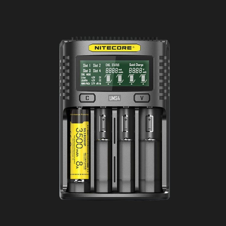 Caricabatterie rapido per batterie al litio NITECORE, spina americana, UMS4, UMS2