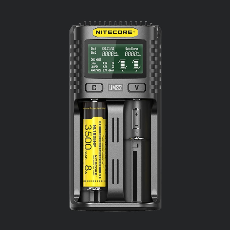 Caricabatterie rapido per batterie al litio NITECORE, spina americana, UMS4, UMS2