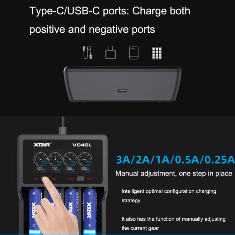 Caricabatteria al litio per torcia luminosa XTAR a 4 slot, modello: VC4SL, VC4S