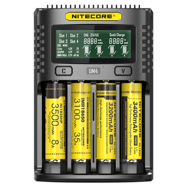 Il display LCD intelligente NITECORE attiva automaticamente il caricatore USB a 4 slot di riparazione