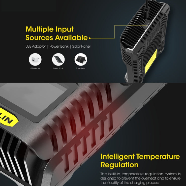 Il display LCD intelligente NITECORE attiva automaticamente il caricatore USB a 4 slot di riparazione