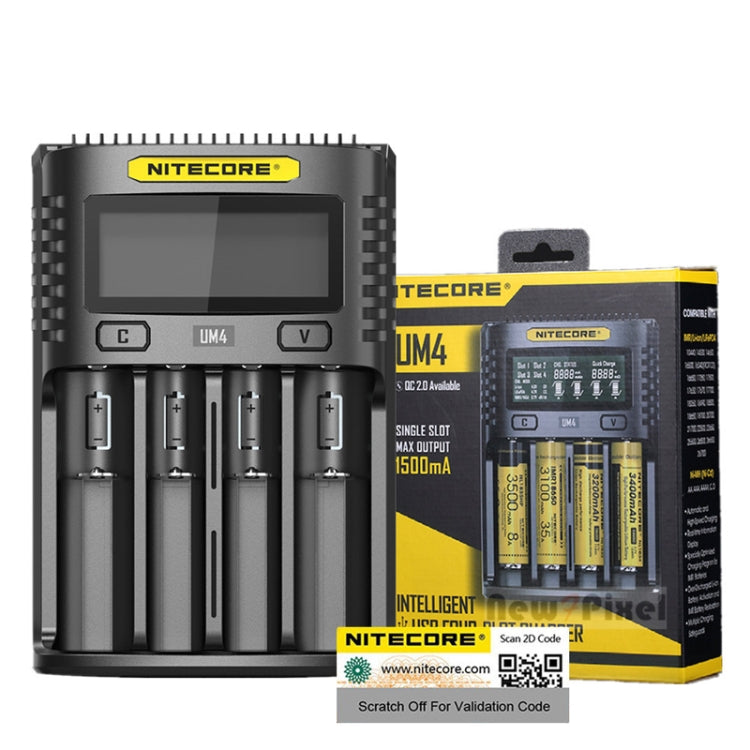 Il display LCD intelligente NITECORE attiva automaticamente il caricatore USB a 4 slot di riparazione