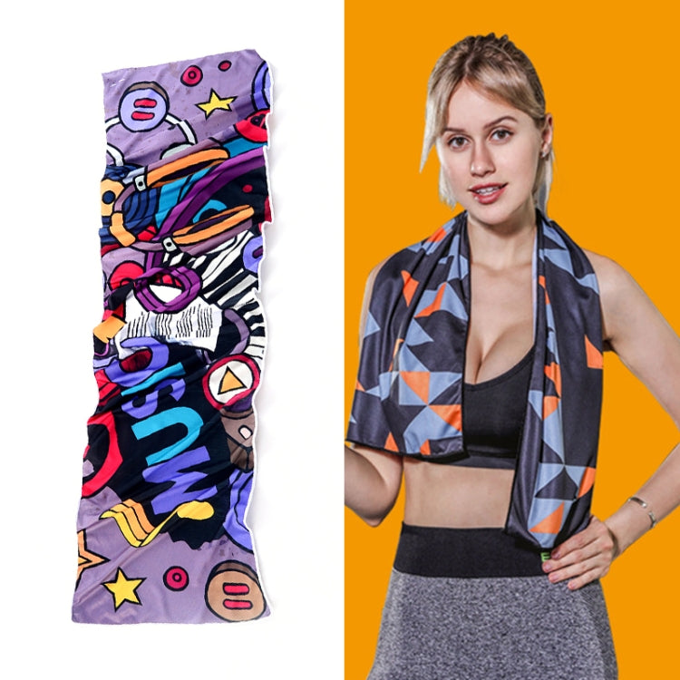 Asciugamano freddo ad asciugatura rapida che assorbe il sudore con sensazione di freddo, Quick-Drying Towel, Size: 100 x 30cm(Music Festival), Quick-Drying Towel, Size: 100 x 30cm(Fire), Quick-Drying Towel, Size: 100 x 30cm(Geometric Triangle)