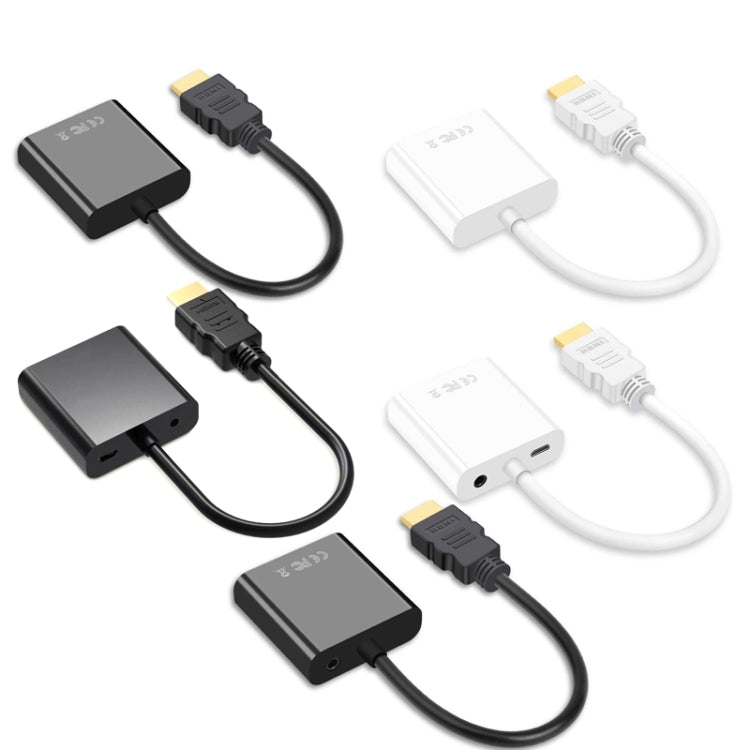 2 PC Jasoz 1080P Convertitore da HDMI a VGA Nucleo in rame privo di ossigeno, Black, White, With Audio Power Supply (Black), With Audio Power Supply (White), With Audio (Black)