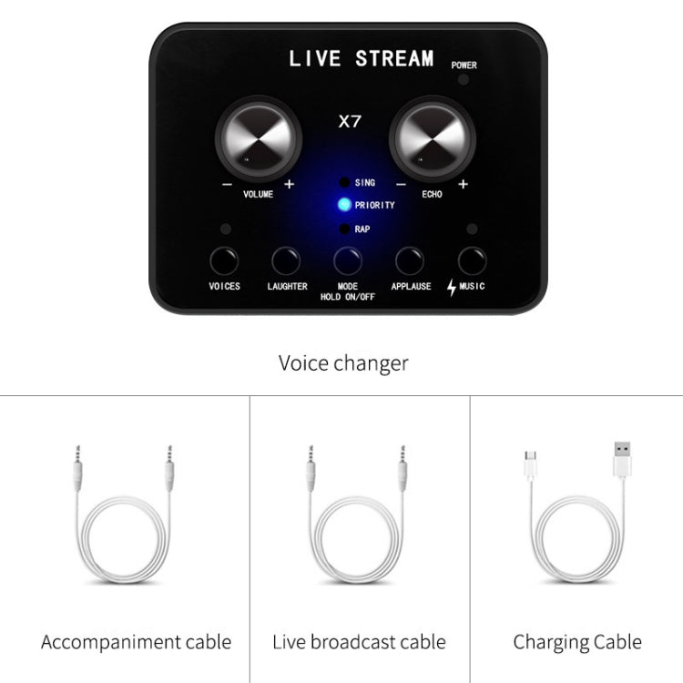 Scheda audio X7 Cambia voce Telefono cellulare e computer compatibile con la scheda audio live del microfono per chiamate vocali elettroniche esterne