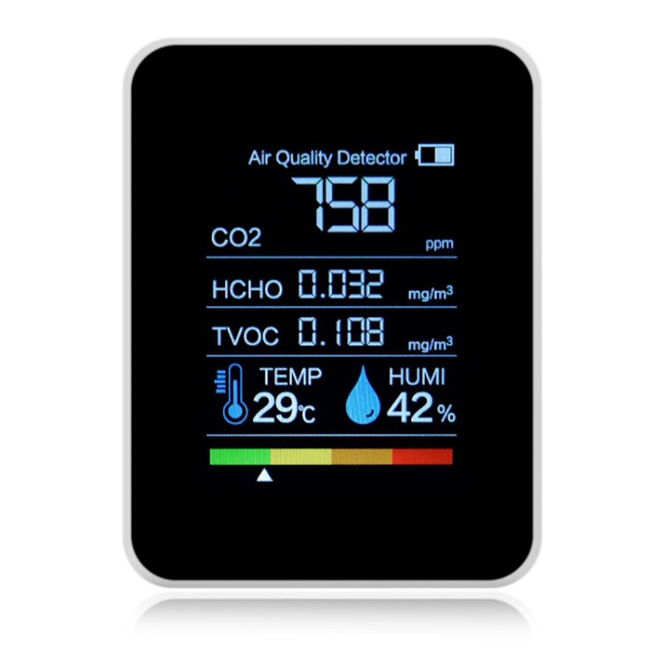 Rilevatore portatile di anidride carbonica con formaldeide per la qualità dell'aria di CO2, igrometro per temperatura interna con display digitale a LED, 5 in 1 Semiconductor