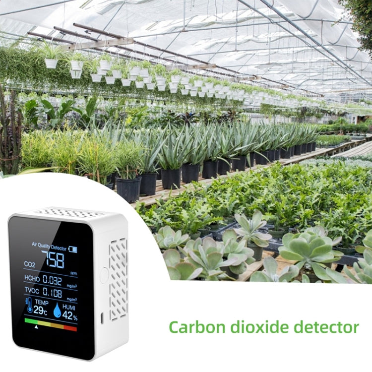 Rilevatore portatile di anidride carbonica con formaldeide per la qualità dell'aria di CO2, igrometro per temperatura interna con display digitale a LED, 5 in 1 Semiconductor