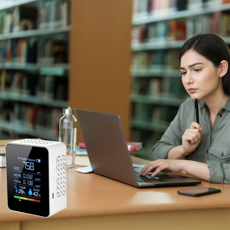 Rilevatore portatile di anidride carbonica con formaldeide per la qualità dell'aria di CO2, igrometro per temperatura interna con display digitale a LED, 5 in 1 Semiconductor