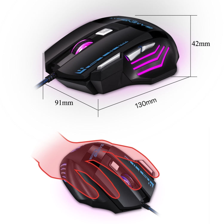 GAMING BLOODBAT GM02 7 Tasti USB Optoelettronica cablata Mouse da gioco Mouse con luci respiratorie digitali Mouse