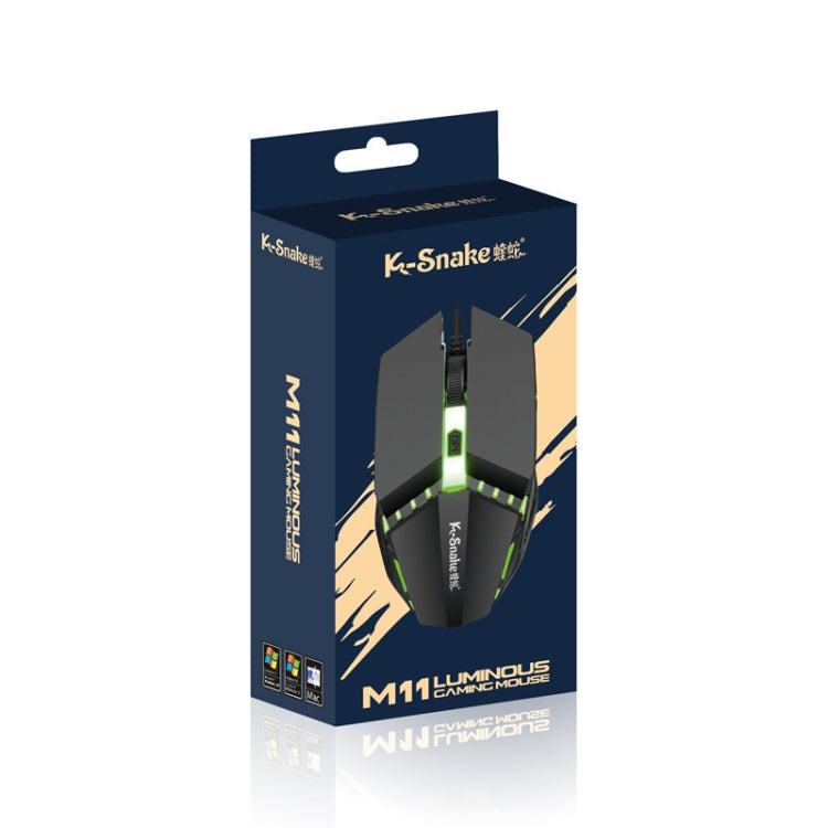 2 PCS K-Snake M11 4 Tasti 1600 DPI Gioco luminoso Mouse cablato Notebook Desktop USB Mouse cablato, Lunghezza cavo: 1,5 m