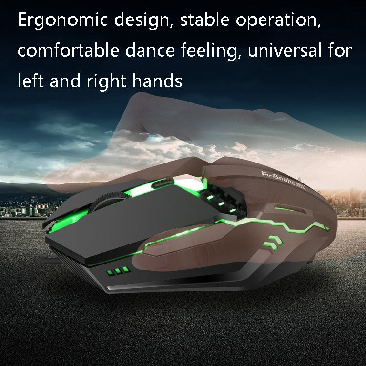 2 PCS K-Snake M11 4 Tasti 1600 DPI Gioco luminoso Mouse cablato Notebook Desktop USB Mouse cablato, Lunghezza cavo: 1,5 m