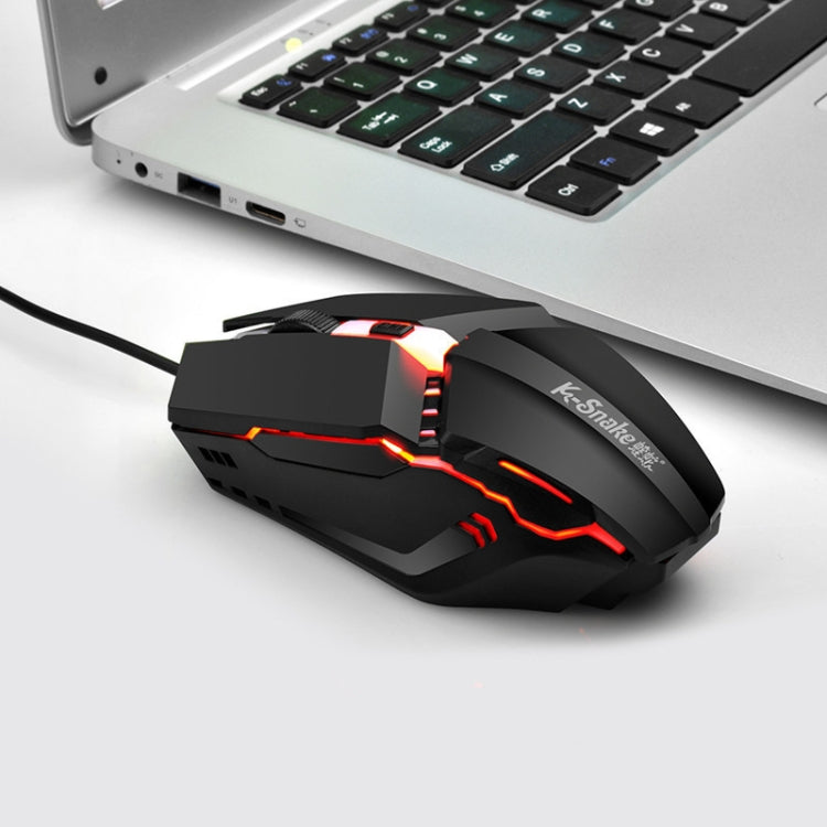 2 PCS K-Snake M11 4 Tasti 1600 DPI Gioco luminoso Mouse cablato Notebook Desktop USB Mouse cablato, Lunghezza cavo: 1,5 m