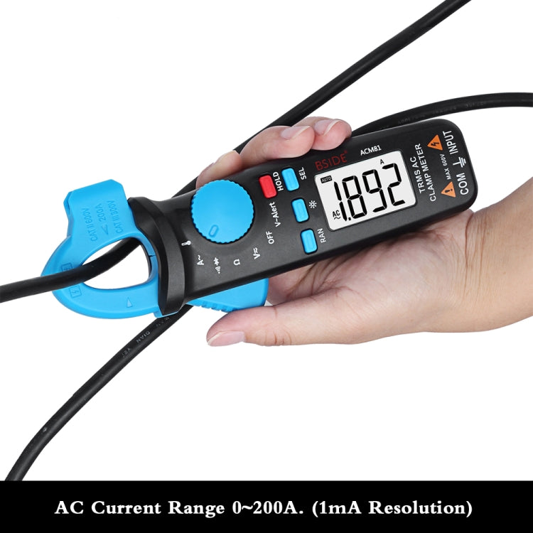 BSIDE ACM81 Pinza amperometrica digitale Auto-Rang Precisione 1mA 200A Corrente CC CA Multimetro, ACM81 Blue, ACM81 Black, ACM81 Grey