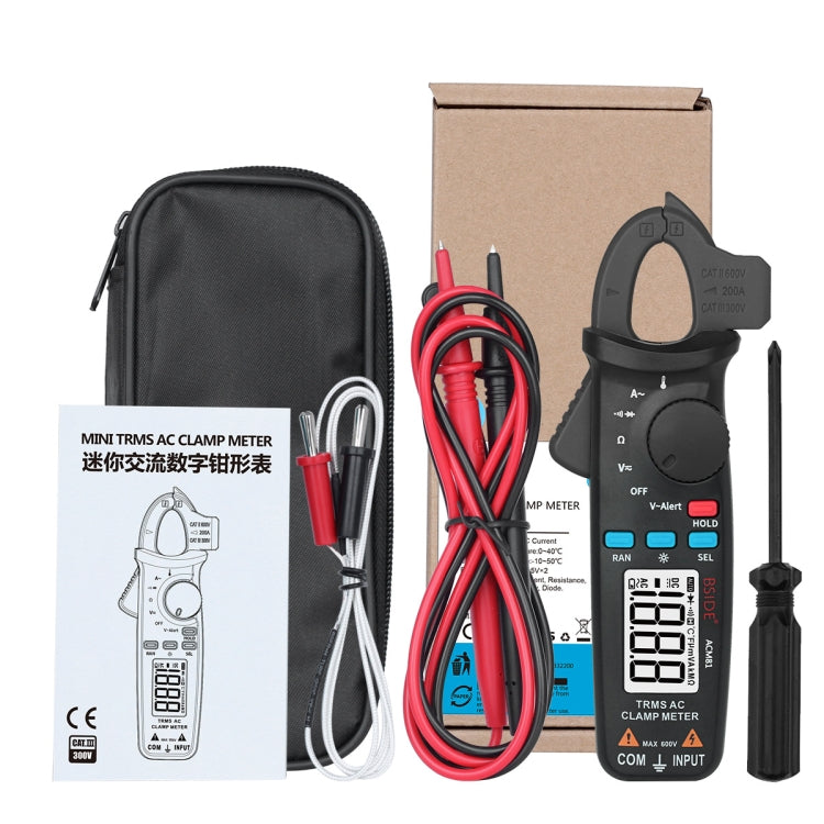BSIDE ACM81 Pinza amperometrica digitale Auto-Rang Precisione 1mA 200A Corrente CC CA Multimetro, ACM81 Blue, ACM81 Black, ACM81 Grey