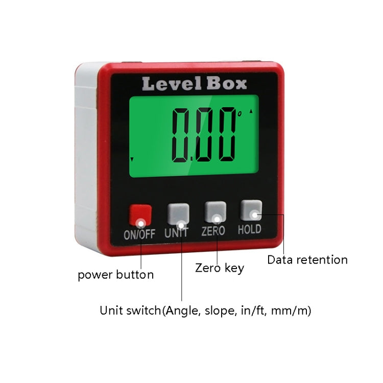 Inclinometro digitale di precisione Goniometri elettronici 4x90 gradi Base magnetica Goniometro digitale Angolo di rilevamento Bevel Box