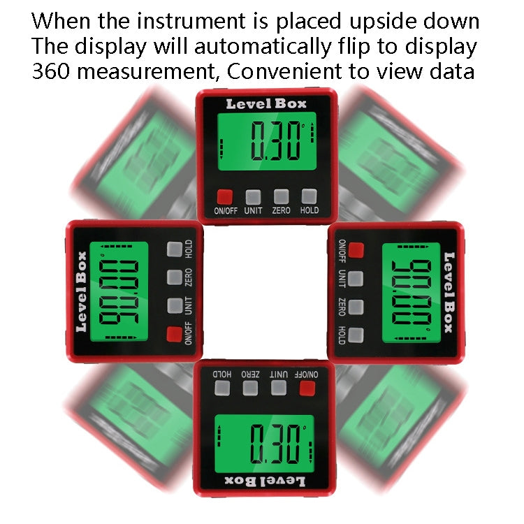 Inclinometro digitale di precisione Goniometri elettronici 4x90 gradi Base magnetica Goniometro digitale Angolo di rilevamento Bevel Box