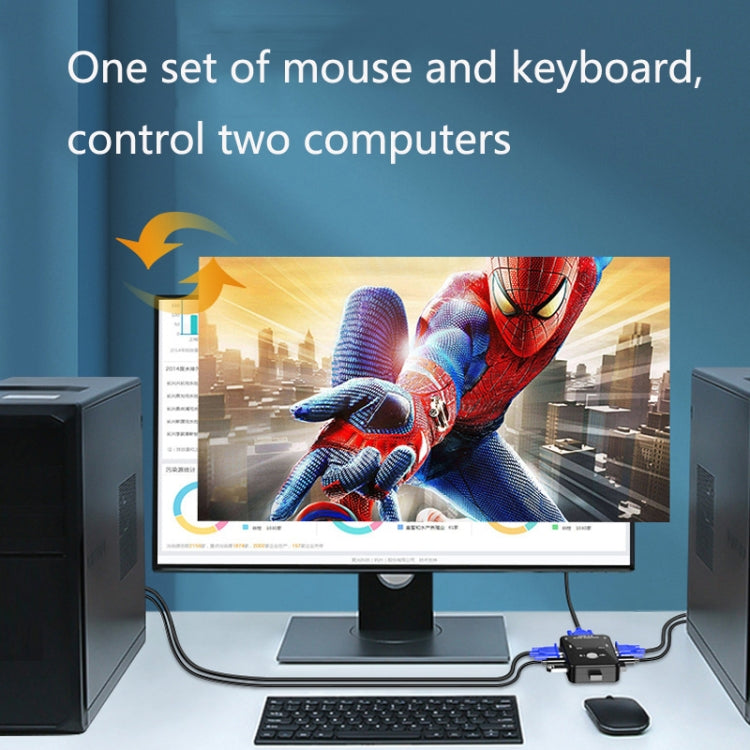 HW1701 Switcher KVM 2 in 1 out Switch VGA manuale a 2 porte USB con commutazione mouse tastiera, HW1701
