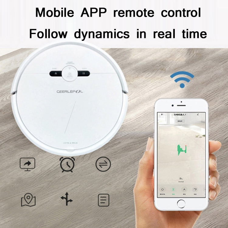 GEERLEPOL Robot spazzante a ricarica automatica per la casa intelligente, APP per telefono cellulare con supporto ad alta configurazione, White, Black