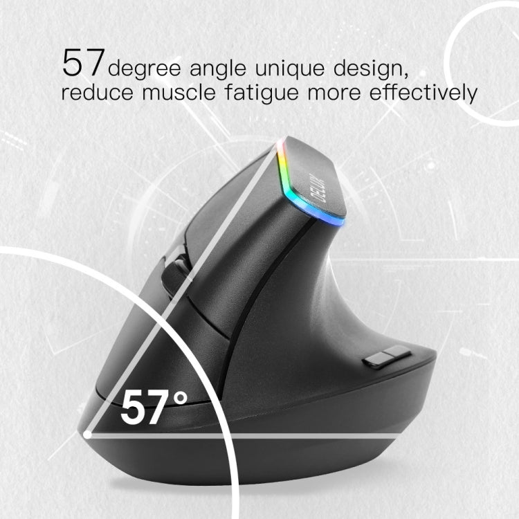 DELUX M618C 6 Tasti 1600 DPI RGB Vertical Wireless Bluetooth Dual Mode Mouse, M618C(White), M618C(Black)