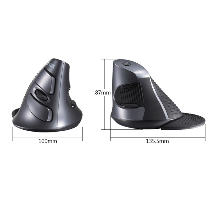 DELUX M618 Mouse wireless ergonomico a 6 tasti con chiocciola verticale, Wireless