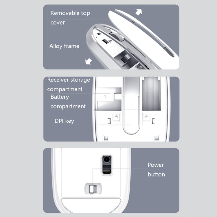 DELUX M326 4 Tasti Wireless Mouse Silenzioso Portatile Mouse Portatile