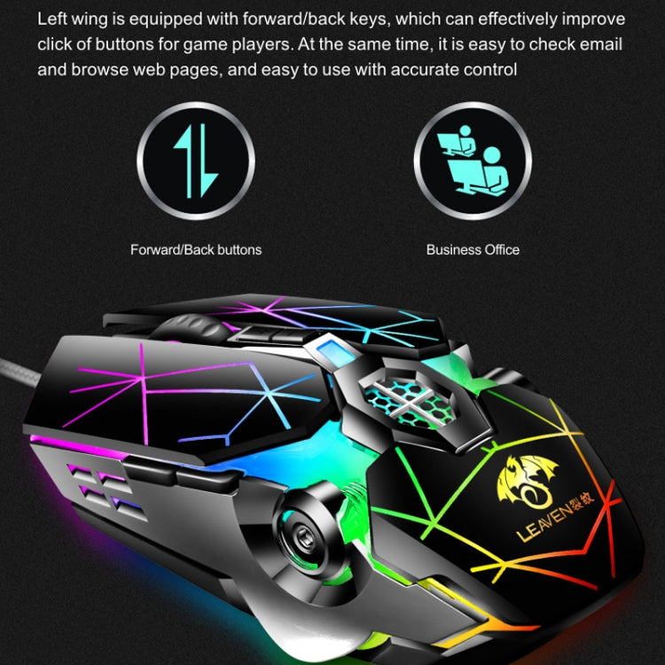 LEAVEN 7 Tasti 4000 DPI USB Wired Computer Ufficio Mouse da gioco meccanico RGB luminoso, Lunghezza cavo: 1,5 m, S30 Black, S30 White, S30 Pink, S10 Black