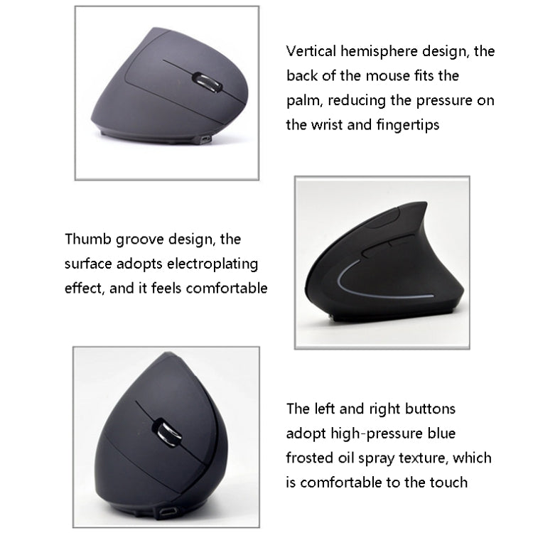 JS-5D 6 Tasti 2.4G Mouse verticale ergonomico Mouse di ricarica wireless transfrontaliero