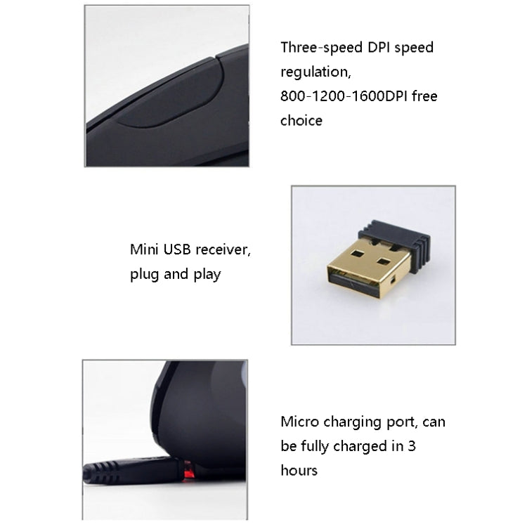 JS-5D 6 Tasti 2.4G Mouse verticale ergonomico Mouse di ricarica wireless transfrontaliero