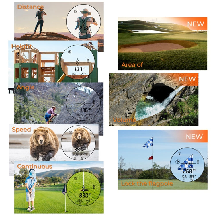SNDWAY Strumento per telemetro Telescopio per esterni Strumento di misurazione per il golf, SW800B 800m, SW1000B 1000m, SW1500B 1500m