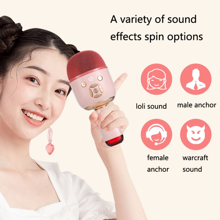 K58 Microfono wireless Bluetooth domestico con lampada per telefono cellulare K Song Microfono per bambini Audio, White, pink