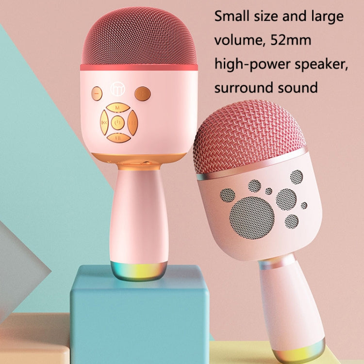 K58 Microfono wireless Bluetooth domestico con lampada per telefono cellulare K Song Microfono per bambini Audio, White, pink