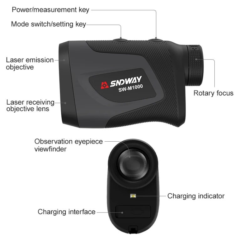 Telemetro da golf telescopio SNDWAY Telemetro angolare per altitudine all'aperto portatile, SW-M500 500m, SW-M700 700m, SW-M1000 1000m
