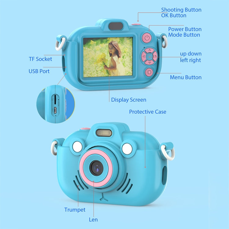 DC502 Fotocamera digitale per bambini con zoom 16X da 2,4 pollici e registrazione video 2,7K, Pink No Card, Yellow No Card, Blue No Card, Pink + 32G, Yellow + 32G, Blue + 32G