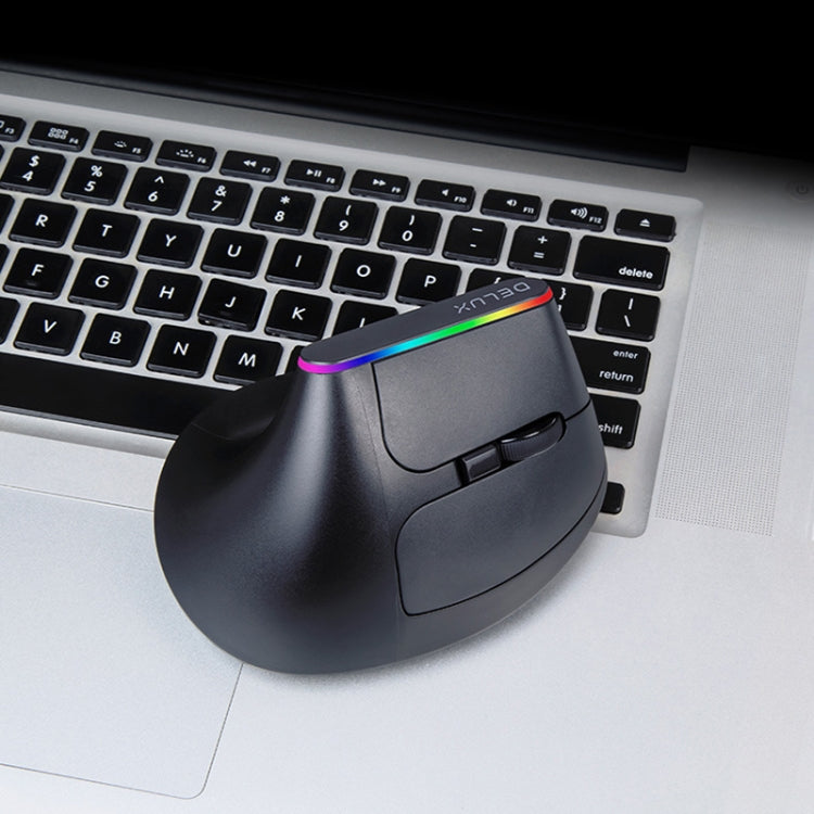 DELUX M618DB Mouse verticale wireless Bluetooth dual-mode a 6 tasti 1600 DPI RGB, M618DB(Bluetooth Version)