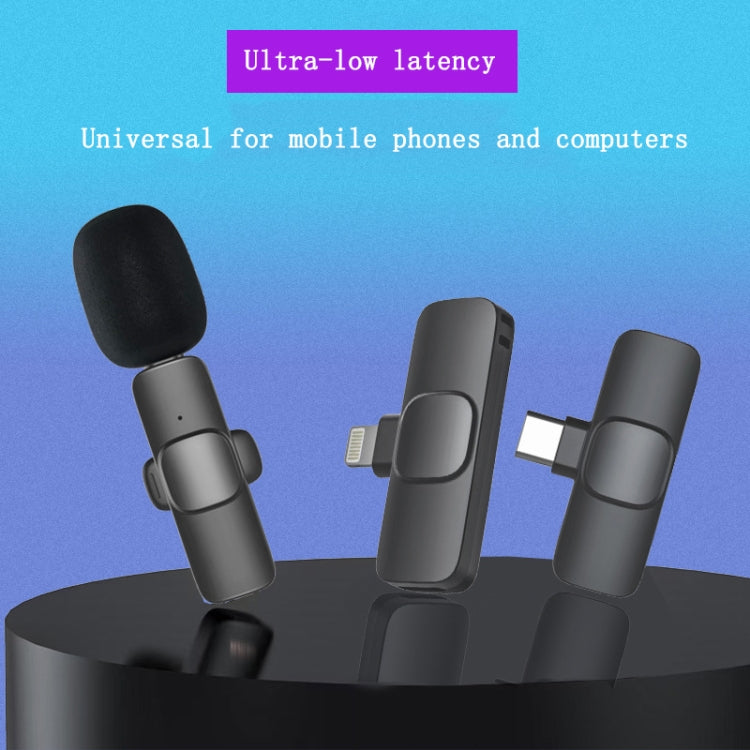 Microfono wireless lavalier Cellulare Microfono piccolo per riprese video in diretta, 8 Pin Direct 1 To 1, Type C 1 To 2, 8 Pin Direct 1 To 2