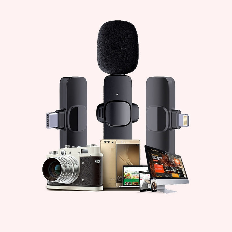 Microfono wireless lavalier Cellulare Microfono piccolo per riprese video in diretta, 8 Pin Direct 1 To 1, Type C 1 To 2, 8 Pin Direct 1 To 2