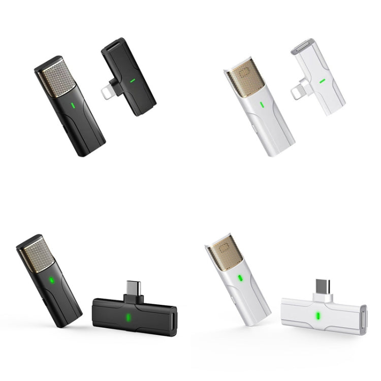DS01 Microfono con collare in diretta per esterni Collare Colloquio Registrazione Microfono wireless con riduzione del rumore, Specifica:, 8 Pin (Black), 8 Pin (White), Type-C / USB-C (Black), Type-C / USB-C (White)