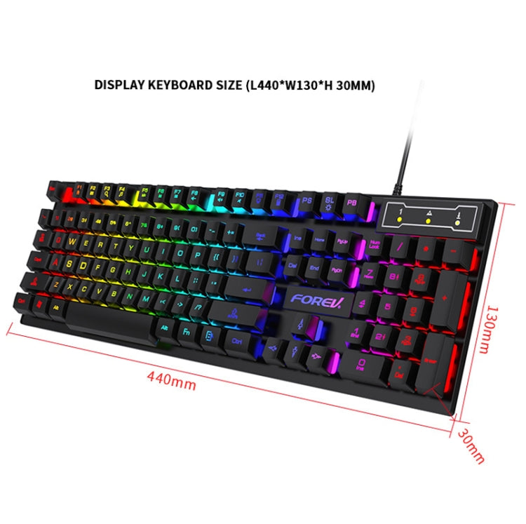 FOREV FV-Q305S Set tastiera e mouse da gioco con cavo luminoso colorato