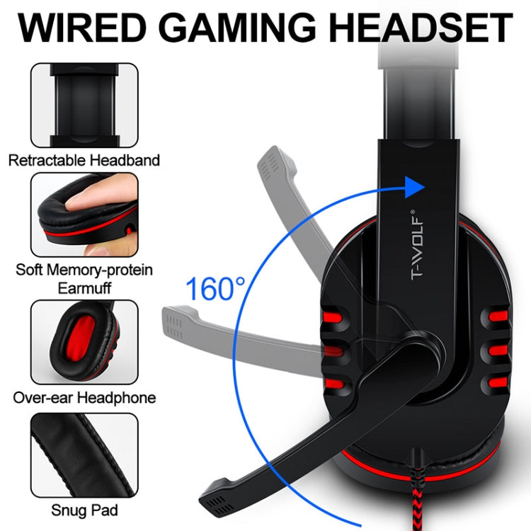 T-WOLF TF-800 4 in 1 Set di cuffie con tastiera e mouse da gioco luminoso