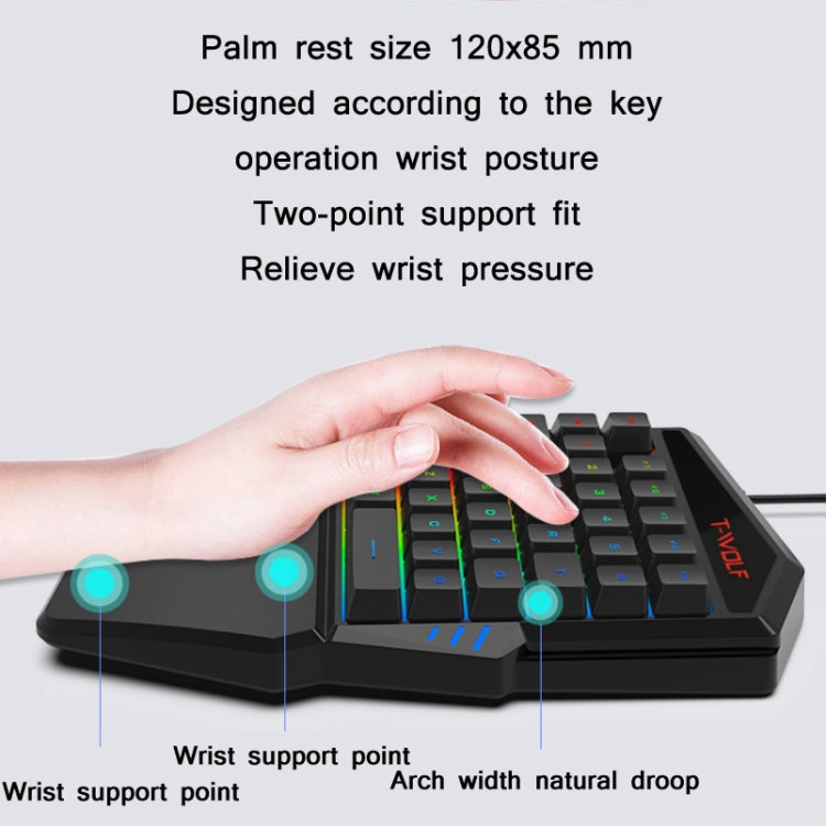 Tastiera a una mano per giochi mobili T-WOLF , Specifiche :, T19 Keyboard, TF-900 Set, Keyboard + Mouse + Throne
