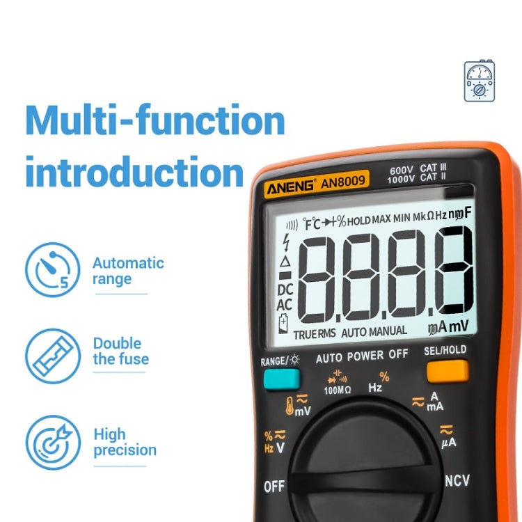 ANENG AN8009 Multimetro con display digitale NVC, Standard, Standard with Cable