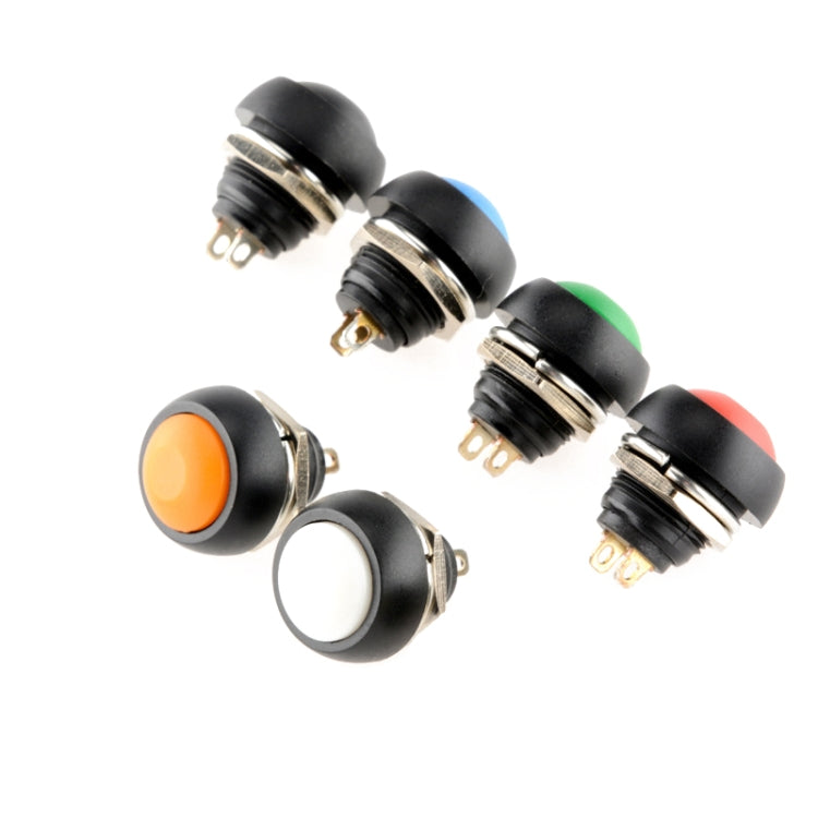 10 PCS Piccolo interruttore a pulsante di autoripristino impermeabile, Black, Green, Red, Orange, White, Blue