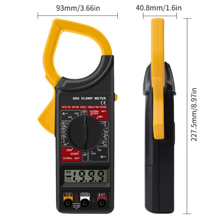 ANENG DT266 Multimetro a pinza automatico ad alta precisione con cicalino, DT266 Yellow, DT266 Red