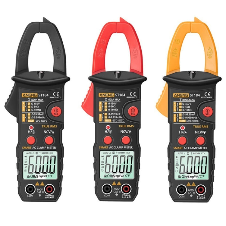 ANENG ST184 Identifica automaticamente il multimetro digitale intelligente a morsetto, Red, Black, Yellow