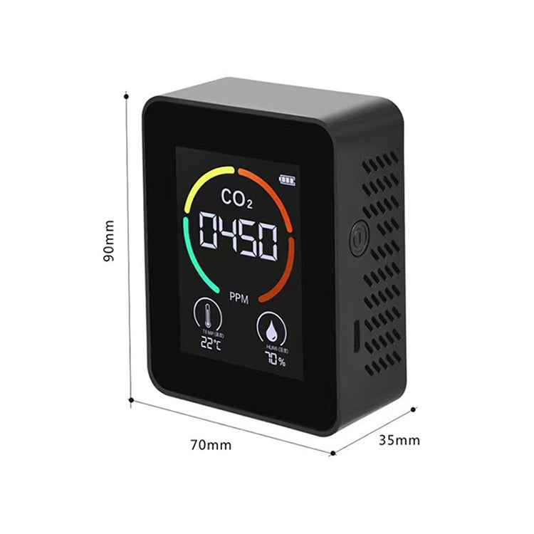 Misuratore di CO2 e qualità dell'aria con display di temperatura e umidità (semiconduttore, Bianco)