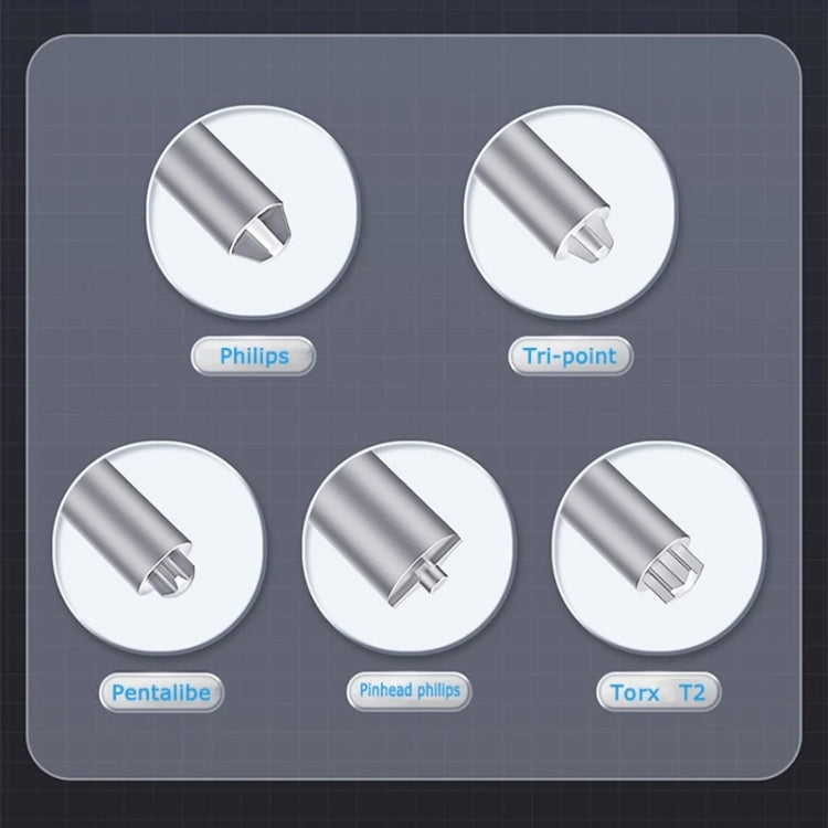 Qianli Cacciavite a doppio cuscinetto silenzioso di precisione con impugnatura super tattile, Type A Phillips, Type B Tri-point, Type C Pentalibe, Type D Pinhead Philips, Type E T2 Torx