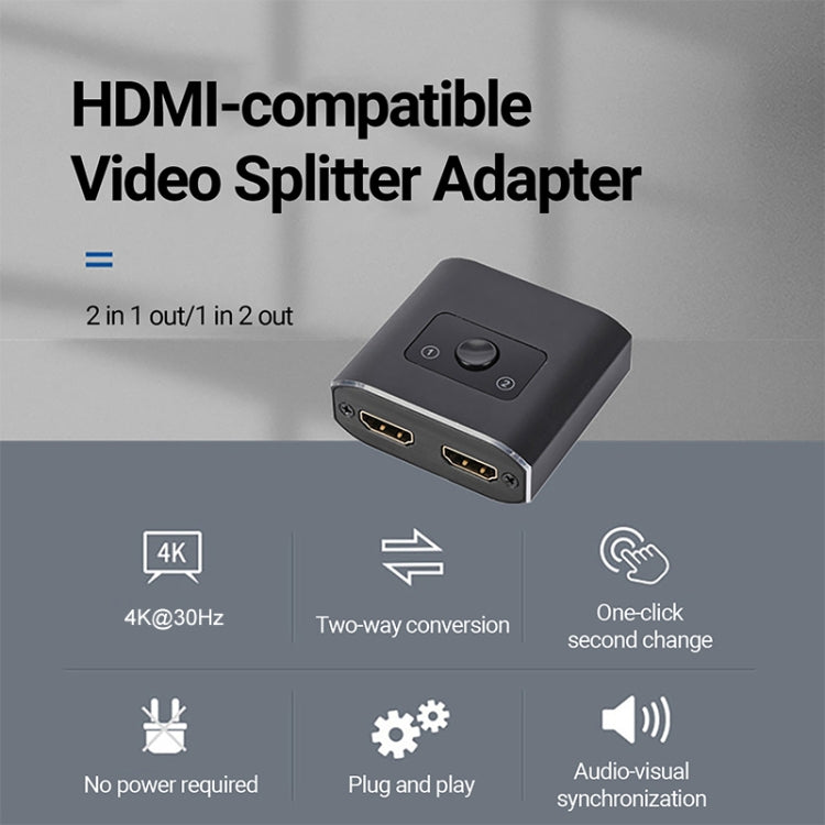 Interruttore HDMI HD da 2 a 1 uscita, 4K 30Hz Black