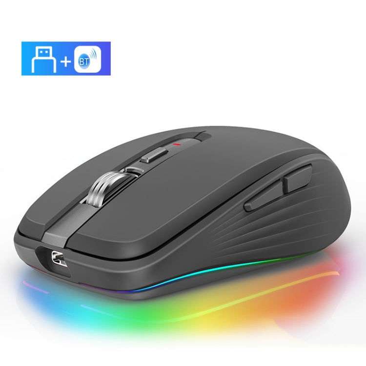 Mouse RGB ricaricabile Fmouse M303 2400 DPI Bluetooth e 2.4G a doppia modalità, Gray, Pink, White