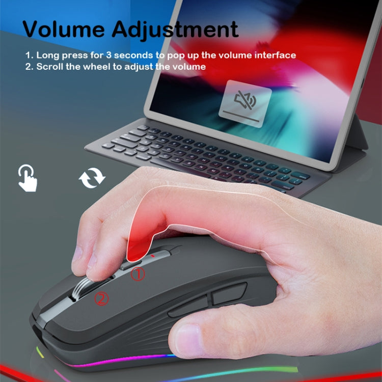Mouse RGB ricaricabile Fmouse M303 2400 DPI Bluetooth e 2.4G a doppia modalità, Gray, Pink, White